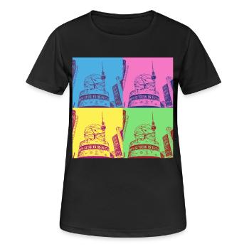 Berlin, Skyline, ville, Allemagne, Pop Art Style - T-shirt respirant Femme - noir - Devant - AI Model Female 172 light (172cm)
