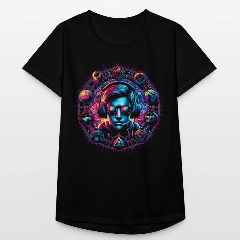 Neon Cyber Gaming Sage Design Maglietta da donna traspirante