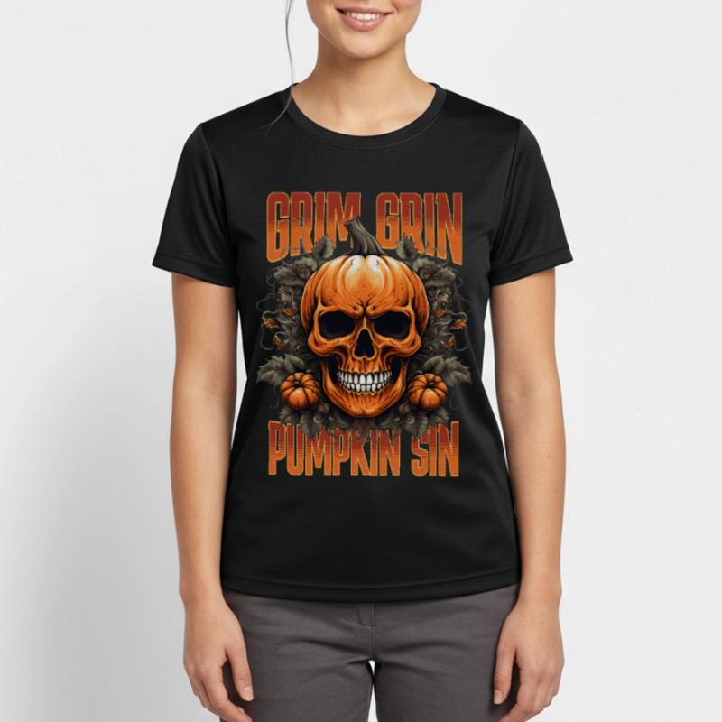 Horror - Grim Grin Pumpkin Sin Frauen T-Shirt atmungsaktiv