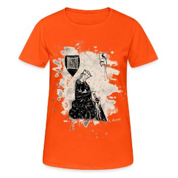 Walther von der Vogelweide - creme bleached - Frauen T-Shirt atmungsaktiv - Neonorange - Vorne - AI Model Female 172 dark (172cm)