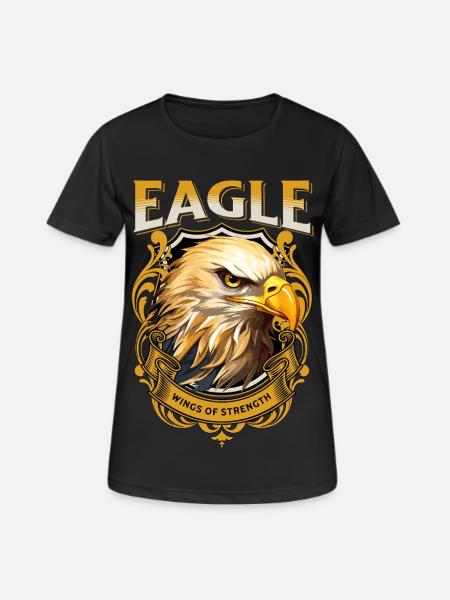 Adler Adlerkopf Gold Raubvogel Vogel Tier Natur - Frauen T-Shirt atmungsaktiv - Schwarz