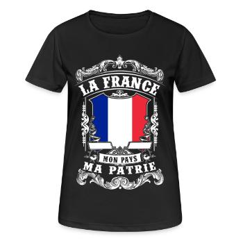 La France - Mon Pays - Ma Patrie - T-shirt respirant Femme - noir - Devant - AI Model Female 172 light (172cm)