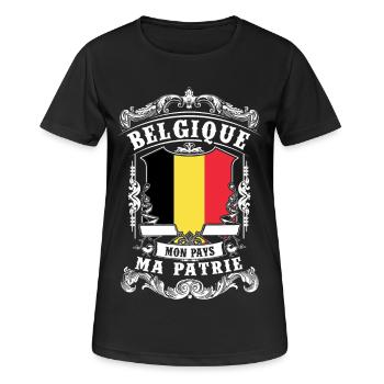 Belgique - Belgique - Belgium - T-shirt respirant Femme - noir - Devant - AI Model Female 172 light (172cm)