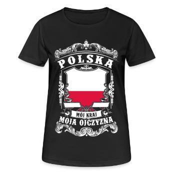 Polska - Poland - Polen - T-shirt respirant Femme - noir - Devant - AI Model Female 172 light (172cm)