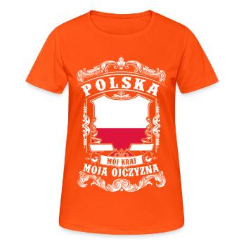 Polska - Poland - Polen - T-shirt respirant Femme - orange néon - Devant - AI Model Female 172 dark (172cm)
