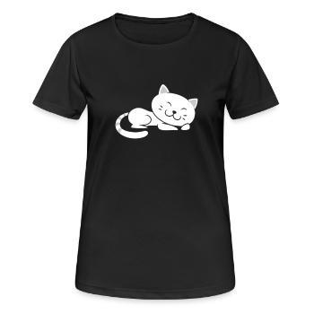Le chat dort T-shirt - T-shirt respirant Femme - noir - Devant - AI Model Female 172 light (172cm)