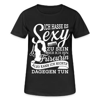 Coiffeuse sexy - Salon de coiffure Salon Studio - T-shirt respirant Femme - noir - Devant - AI Model Female 172 light (172cm)