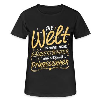 Weniger Prinzessinnen Mehr Räubertöchter - Spruch - Frauen T-Shirt atmungsaktiv - Schwarz - Vorne - AI Model Female 172 light (172cm)