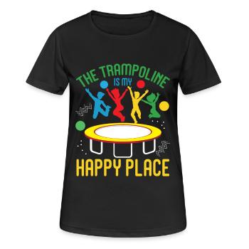 Trampoline is my happy place - Jumping Trampolin - T-shirt respirant Femme - noir - Devant - AI Model Female 172 light (172cm)