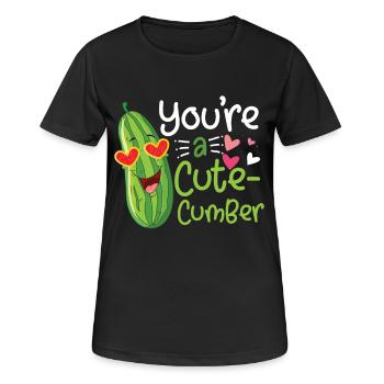 A cute cumber Valentinstag Spruch Gurke - Frauen T-Shirt atmungsaktiv - Schwarz - Vorne - AI Model Female 172 light (172cm)