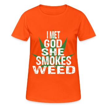 smoke marijuana - Women's Breathable T-Shirt - neon orange - Front - AI Model Female 172 dark (172cm)