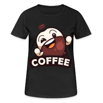 Café en grains de café mâle - T-shirt respirant Femme - noir - Devant - AI Model Female 172 light (172cm)