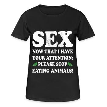 sexe maintenant j’ai ton attention arrête de manger des animaux - T-shirt respirant Femme - noir - Devant - AI Model Female 172 light (172cm)