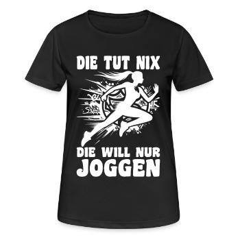 Coureuse qui ne fait rien, elle a juste envie de faire du footing, joggeuse - T-shirt respirant Femme - noir - Devant - AI Model Female 172 light (172cm)