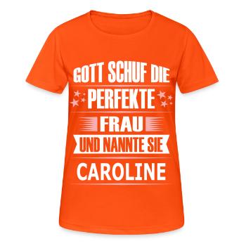 CAROLINE - Frauen T-Shirt atmungsaktiv - Neonorange - Vorne - AI Model Female 172 dark (172cm)