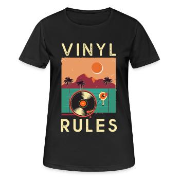 Vinyl Dj Musik Sound Disco Sommer Geschenk Hip Hop - Frauen T-Shirt atmungsaktiv - Schwarz - Vorne - AI Model Female 172 light (172cm)