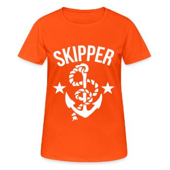 Skipper - Frauen T-Shirt atmungsaktiv - Neonorange - Vorne - AI Model Female 172 dark (172cm)