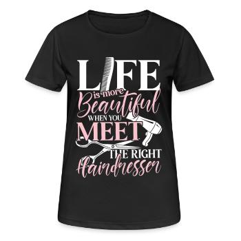 Der richtige Friseur - Friseurin Spruch Salon - Frauen T-Shirt atmungsaktiv - Schwarz - Vorne - AI Model Female 172 light (172cm)