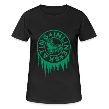 Inline Skating - Frauen T-Shirt atmungsaktiv - Schwarz - Vorne - AI Model Female 172 light (172cm)