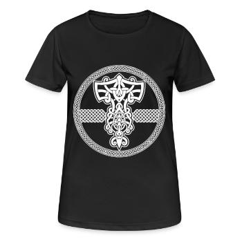 Symbole de marteau viking Odin Thor Rune Valhalla - T-shirt respirant Femme - noir - Devant - AI Model Female 172 light (172cm)