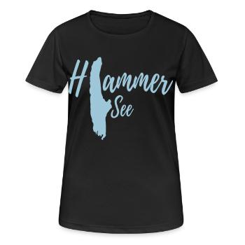 (H)ammersee, einfarbig - Frauen T-Shirt atmungsaktiv - Schwarz - Vorne - AI Model Female 172 light (172cm)