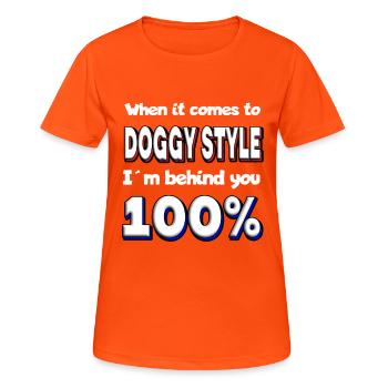 Doggystyle Proverbe Baise Sexe Sexe Po Anal - T-shirt respirant Femme - orange néon - Devant - AI Model Female 172 dark (172cm)