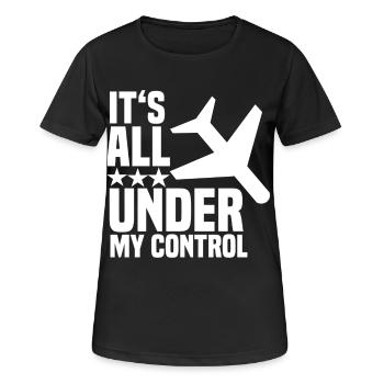 Pilot Flugzeug Cockpit Flugbegleiter Stewardess - Frauen T-Shirt atmungsaktiv - Schwarz - Vorne - AI Model Female 172 light (172cm)