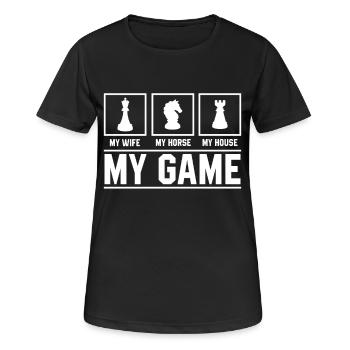 Chess My Game Wife Horse House chess board game - Women's Breathable T-Shirt - black - Front - AI Model Female 172 light (172cm)