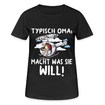 Typisch Oma Teppichklopfer Hubschrauber Aufpassen - Frauen T-Shirt atmungsaktiv - Schwarz - Vorne - AI Model Female 172 light (172cm)