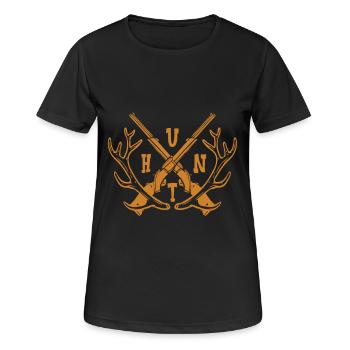 Jagd Geschenke - Frauen T-Shirt atmungsaktiv - Schwarz - Vorne - AI Model Female 172 light (172cm)