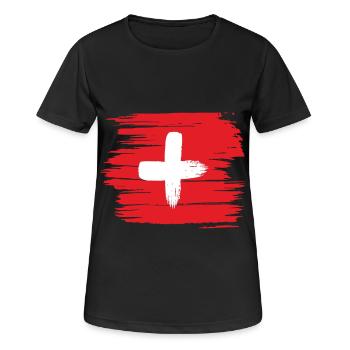 Schweiz Flagge - Frauen T-Shirt atmungsaktiv - Schwarz - Vorne - AI Model Female 172 light (172cm)