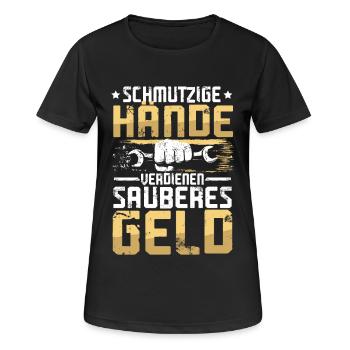 Schmutzige Hände Verdienen Sauberes Geld - Frauen T-Shirt atmungsaktiv - Schwarz - Vorne - AI Model Female 172 light (172cm)