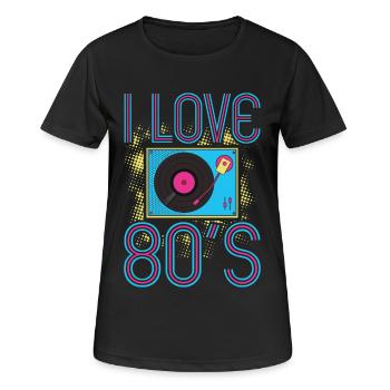 80s 80s costume I Love 80s - Women's Breathable T-Shirt - black - Front - AI Model Female 172 light (172cm)