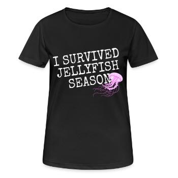 Qualle I Survived Jellyfish Season Quallen Ozean - Frauen T-Shirt atmungsaktiv - Schwarz - Vorne - AI Model Female 172 light (172cm)