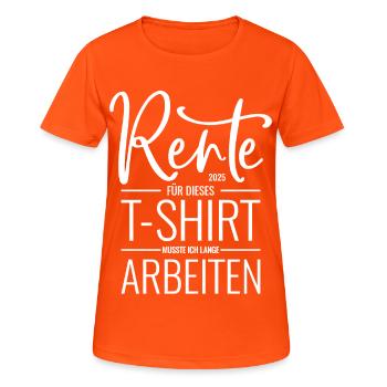Rente 2025 T Shirt - Frauen T-Shirt atmungsaktiv - Neonorange - Vorne - AI Model Female 172 dark (172cm)