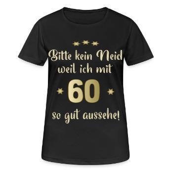 tBitte nur kein Neid 60 - Frauen T-Shirt atmungsaktiv - Schwarz - Vorne - AI Model Female 172 light (172cm)