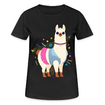 90s Style Llama - T-shirt respirant Femme - noir - Devant - AI Model Female 172 light (172cm)