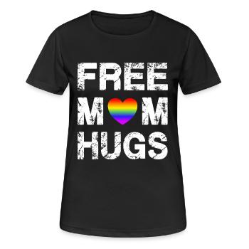 Free Mom Hugs Rainbow LGBT Gay Pride Flag - T-shirt respirant Femme - noir - Devant - AI Model Female 172 light (172cm)