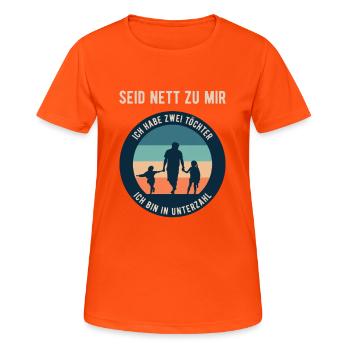 Papa avec deux filles surpassé en nombre le cadeau du père - T-shirt respirant Femme - orange néon - Devant - AI Model Female 172 dark (172cm)