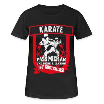 Karate - 1. Lektion kostenlos - Frauen T-Shirt atmungsaktiv - Schwarz - Vorne - AI Model Female 172 light (172cm)