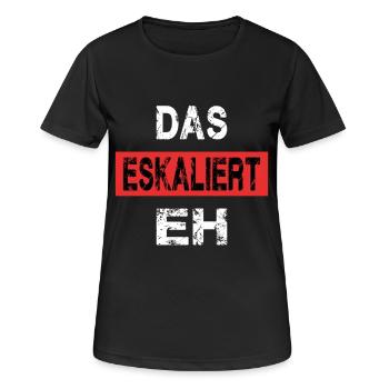 DAS ESKALIERT EH - Frauen T-Shirt atmungsaktiv - Schwarz - Vorne - AI Model Female 172 light (172cm)