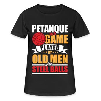 Petanque für einen Boule Spieler - Frauen T-Shirt atmungsaktiv - Schwarz - Vorne - AI Model Female 172 light (172cm)