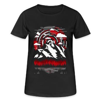Outdoor - Montagne moderne rouge gris - T-shirt respirant Femme - noir - Devant - AI Model Female 172 light (172cm)