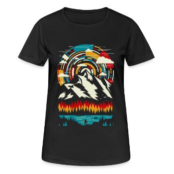Outdoor - Montagne colorée moderne - T-shirt respirant Femme - noir - Devant - AI Model Female 172 light (172cm)