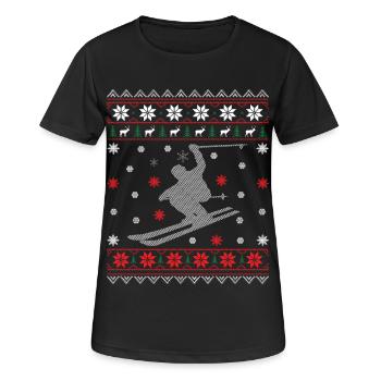 Ski - Noël laid - T-shirt respirant Femme - noir - Devant - AI Model Female 172 light (172cm)