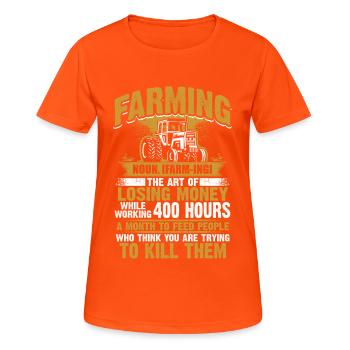 Farming - Farmer - T-shirt respirant Femme - orange néon - Devant - AI Model Female 172 dark (172cm)