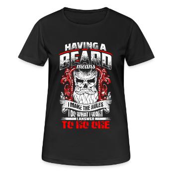 Having A Beard Means - EN - Frauen T-Shirt atmungsaktiv - Schwarz - Vorne - AI Model Female 172 light (172cm)