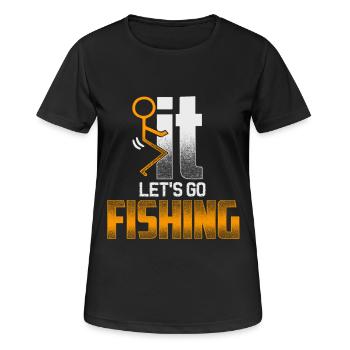 FIT Fishing - EN - Frauen T-Shirt atmungsaktiv - Schwarz - Vorne - AI Model Female 172 light (172cm)