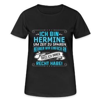 HERMINE - Frauen T-Shirt atmungsaktiv - Schwarz - Vorne - AI Model Female 172 light (172cm)