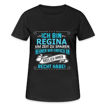 REGINA - Frauen T-Shirt atmungsaktiv - Schwarz - Vorne - AI Model Female 172 light (172cm)